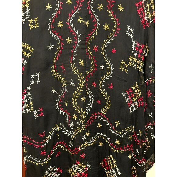 Vintage Paul Ropp Bohemian Silk Handstitched Kaftan One Size Art to Wear Rare - Picture 5 of 8